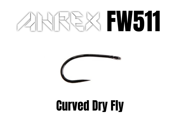Ahrex FW511 – Amo Curvo Per Mosche Secche, Senza Ardiglione, Nero, Confezione 24 Pezzi